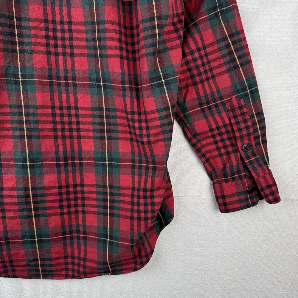 90's Vtg Polo Ralph Lauren Tartan Plaid Wool‎ Blend Flannel Shirt Men's M Red - Picture 10 of 14